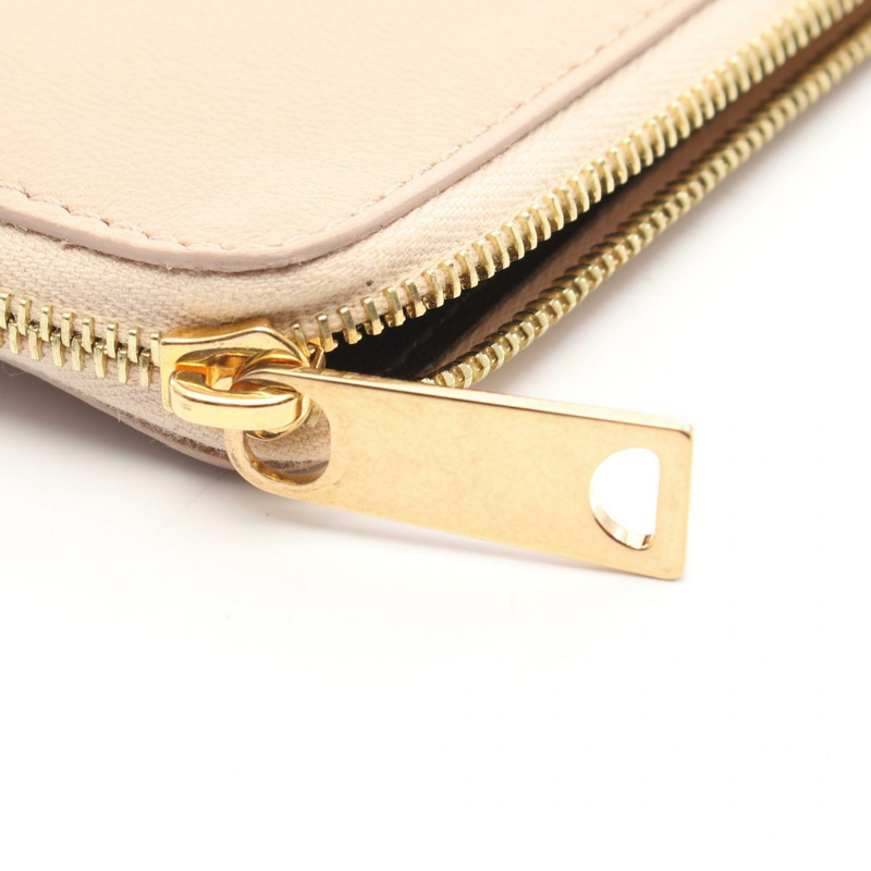 CELINE 商務手拿包，二手女士皮革，米色-5