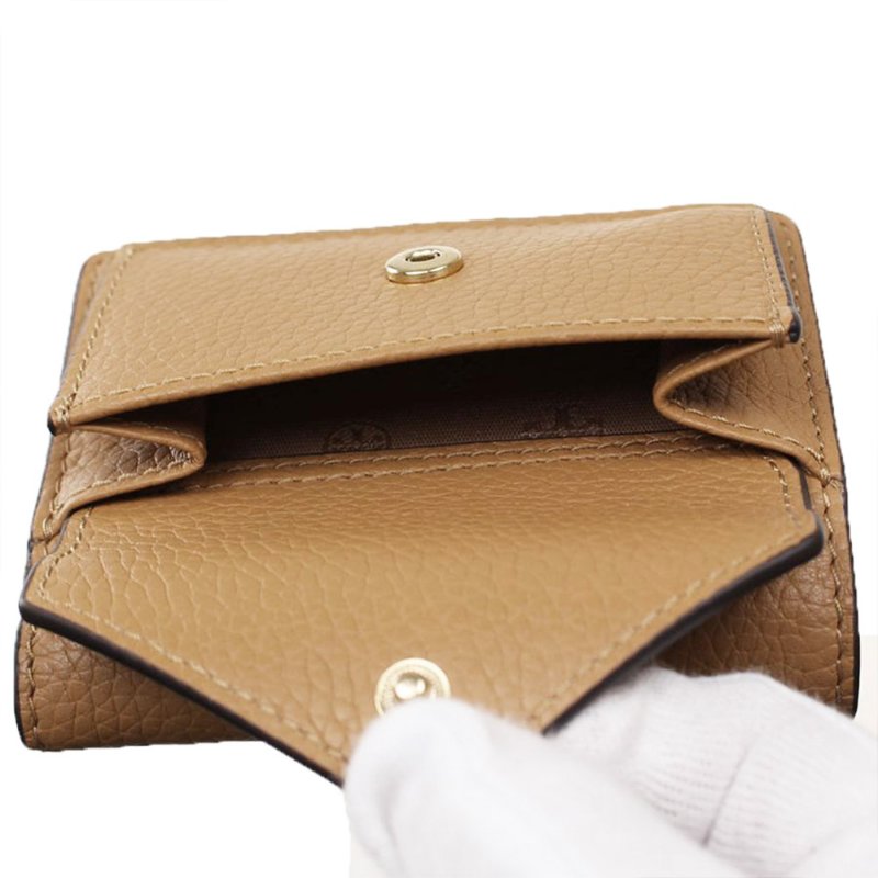 【TORY BURCH】素面皮革零錢包-駝色-3