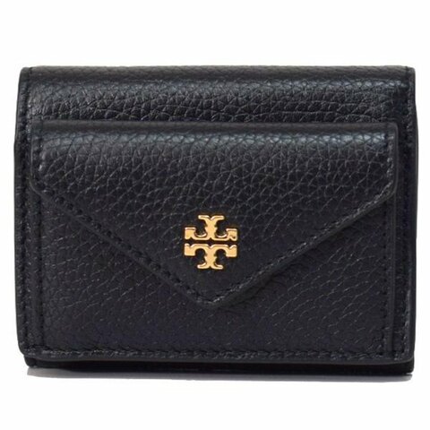 【TORY BURCH】素面皮革零錢包-黑色