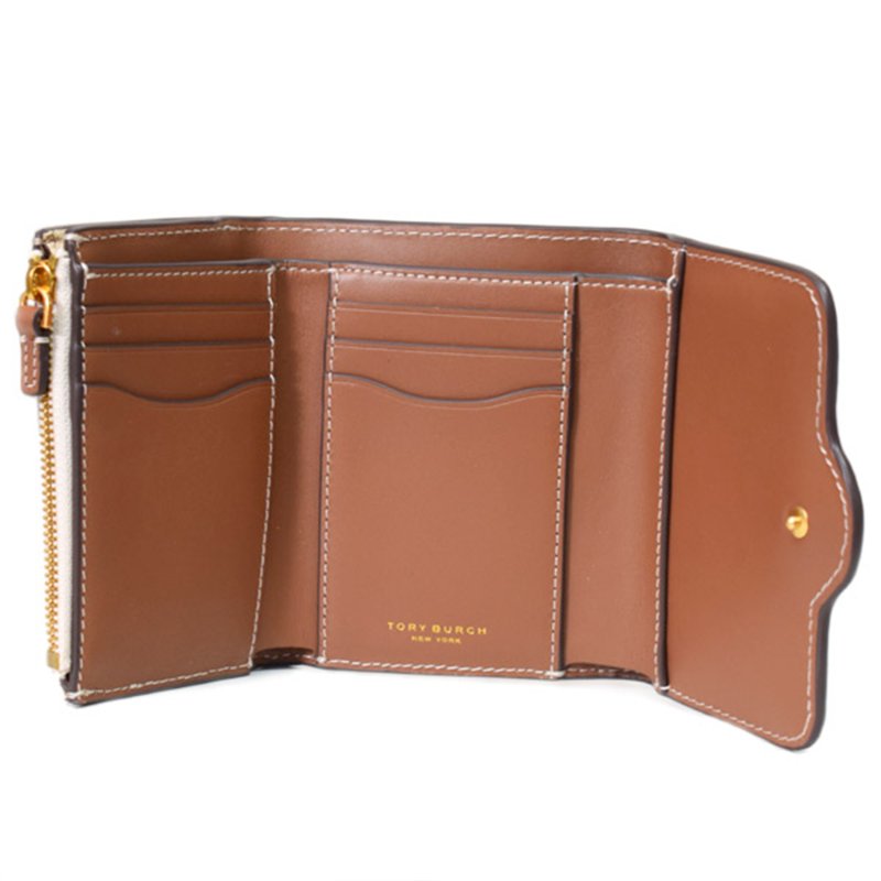 【TORY BURCH】雙T-LOGO皮革短夾-米白色-2