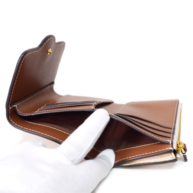 【TORY BURCH】雙T-LOGO皮革短夾-米白色-3