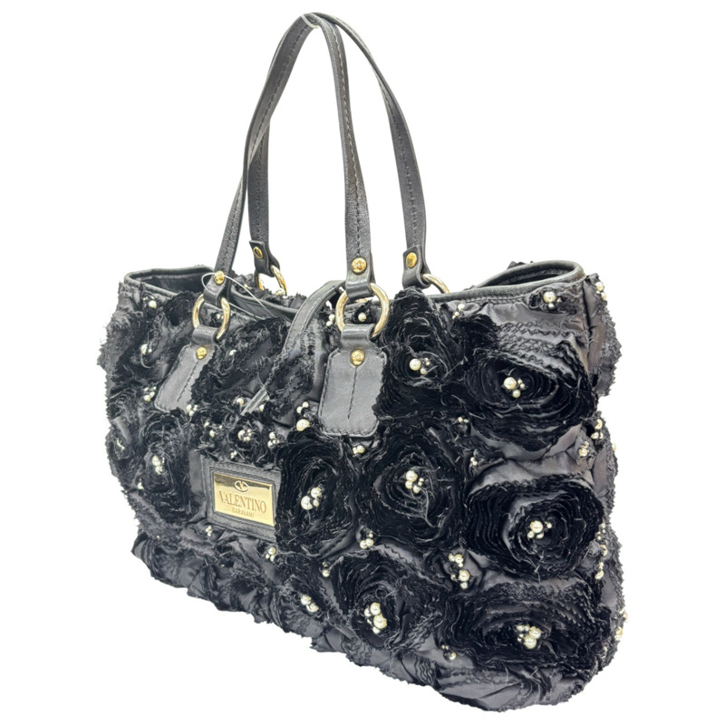 黑色 布料 玫瑰花 手提包【 VALENTINO 范倫鐵諾】-2