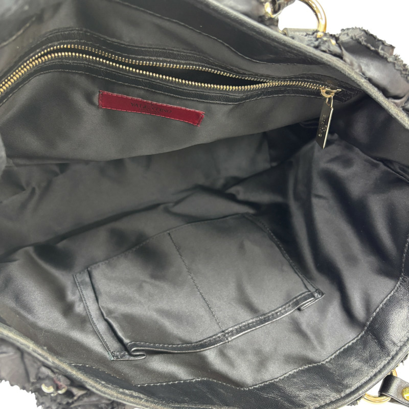 黑色 布料 玫瑰花 手提包【 VALENTINO 范倫鐵諾】-4