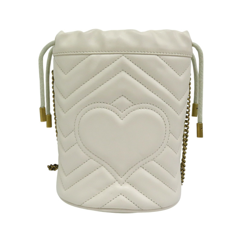 白色羊皮 GG Marmont 水桶包 肩背包 575163【GUCCI 古馳】 575163-1