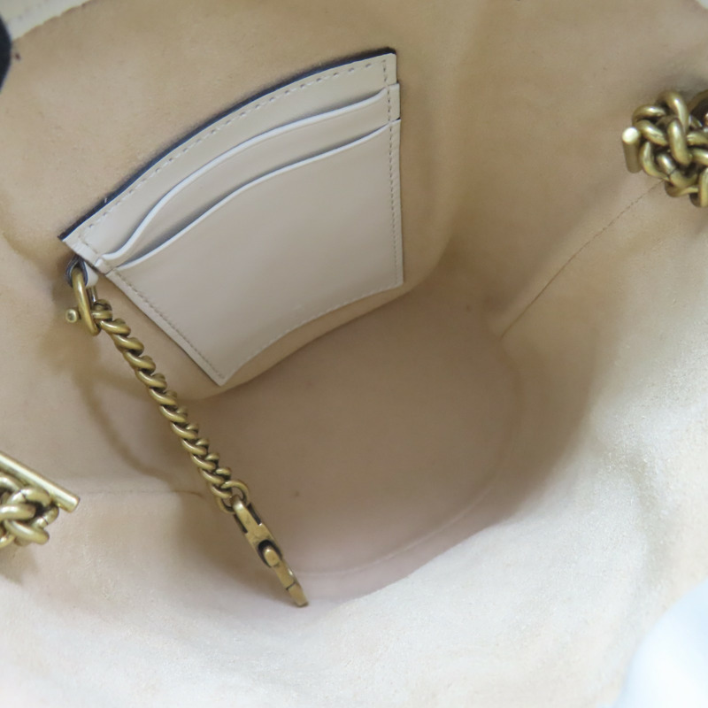 白色羊皮 GG Marmont 水桶包 肩背包 575163【GUCCI 古馳】 575163-4