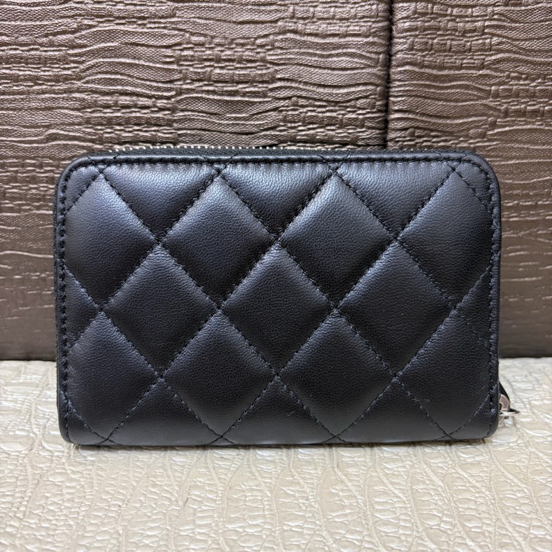 🌟全新🌟Chanel黑羊皮水鑽星星logoㄇ拉零錢包AP3728-1