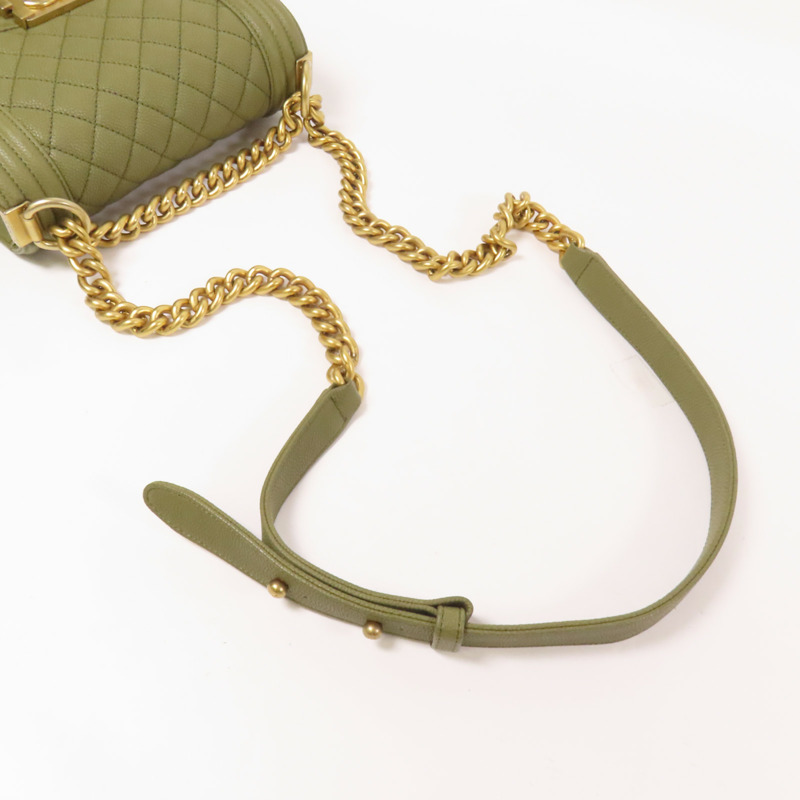 CHANEL 牛皮皮革Boy 20金扣鏈帶肩背袋-4