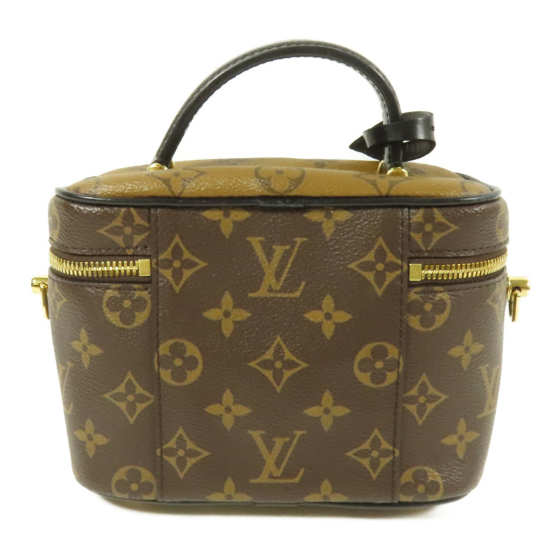 LOUIS VUITTON Monogram Reverse Vanity PM金扣手挽肩背兩用袋棕色-1
