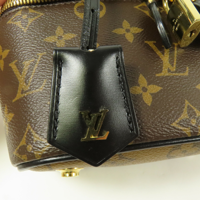 LOUIS VUITTON Monogram Reverse Vanity PM金扣手挽肩背兩用袋棕色-7