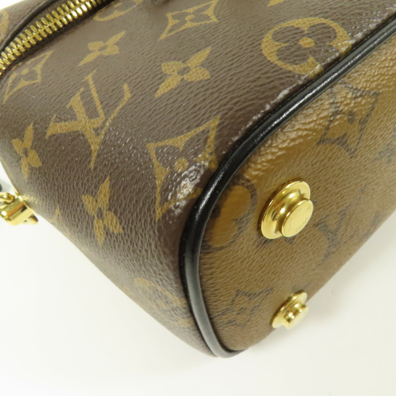 LOUIS VUITTON Monogram Reverse Vanity PM金扣手挽肩背兩用袋棕色-10