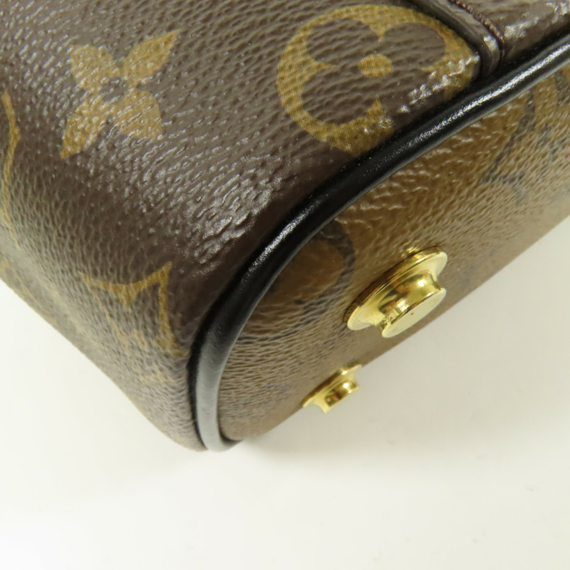 LOUIS VUITTON Monogram Reverse Vanity PM金扣手挽肩背兩用袋棕色-12