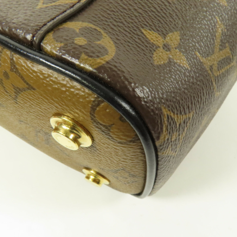 LOUIS VUITTON Monogram Reverse Vanity PM金扣手挽肩背兩用袋棕色-13