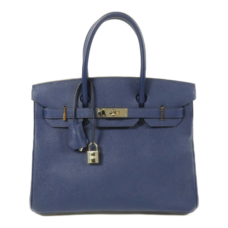 HERMES Epsom皮革Birkin 30銀扣手挽袋Bleu Saphir-0
