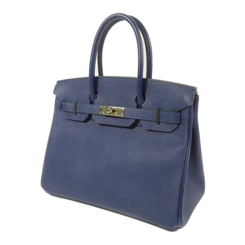 HERMES Epsom皮革Birkin 30銀扣手挽袋Bleu Saphir-2