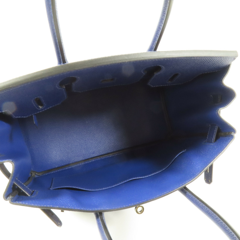 HERMES Epsom皮革Birkin 30銀扣手挽袋Bleu Saphir-4