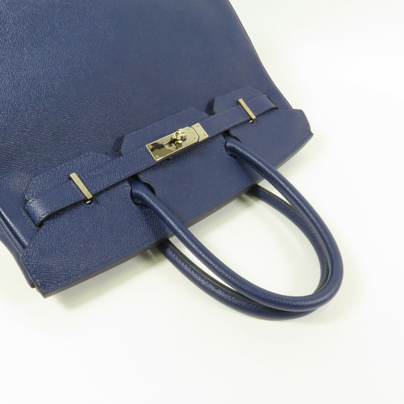 HERMES Epsom皮革Birkin 30銀扣手挽袋Bleu Saphir-5
