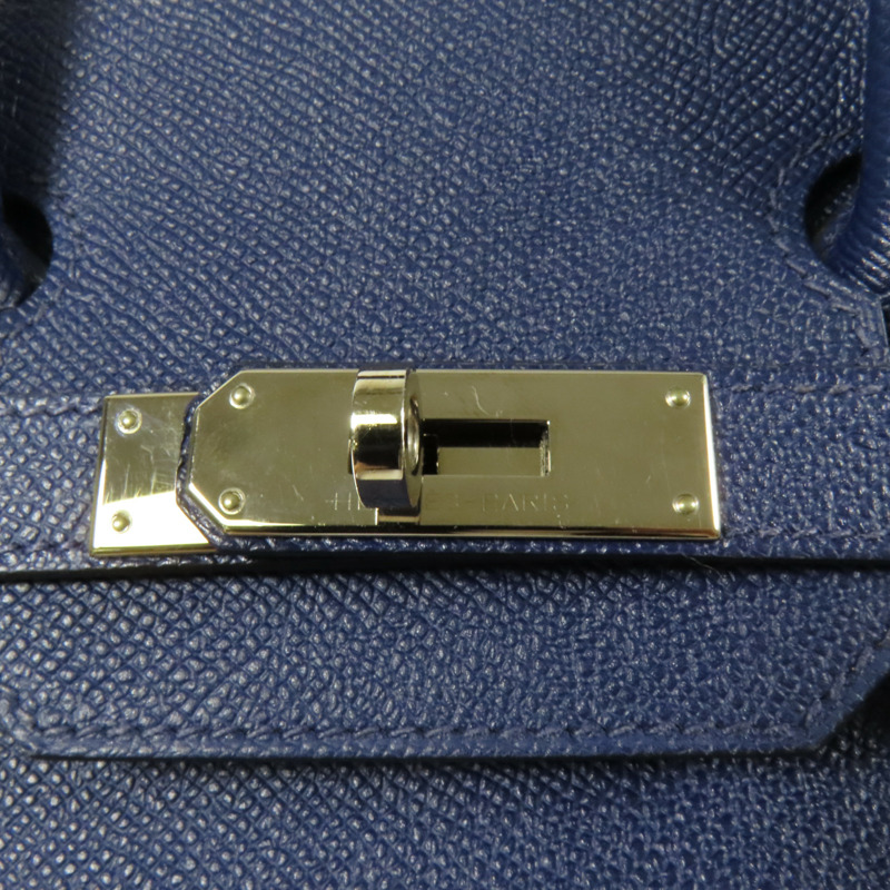 HERMES Epsom皮革Birkin 30銀扣手挽袋Bleu Saphir-6