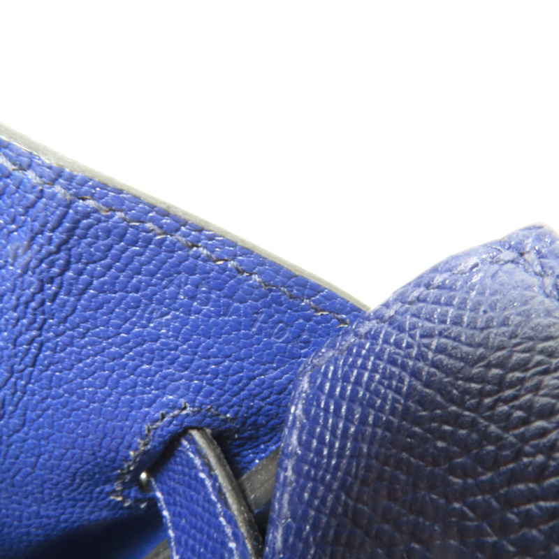 HERMES Epsom皮革Birkin 30銀扣手挽袋Bleu Saphir-9