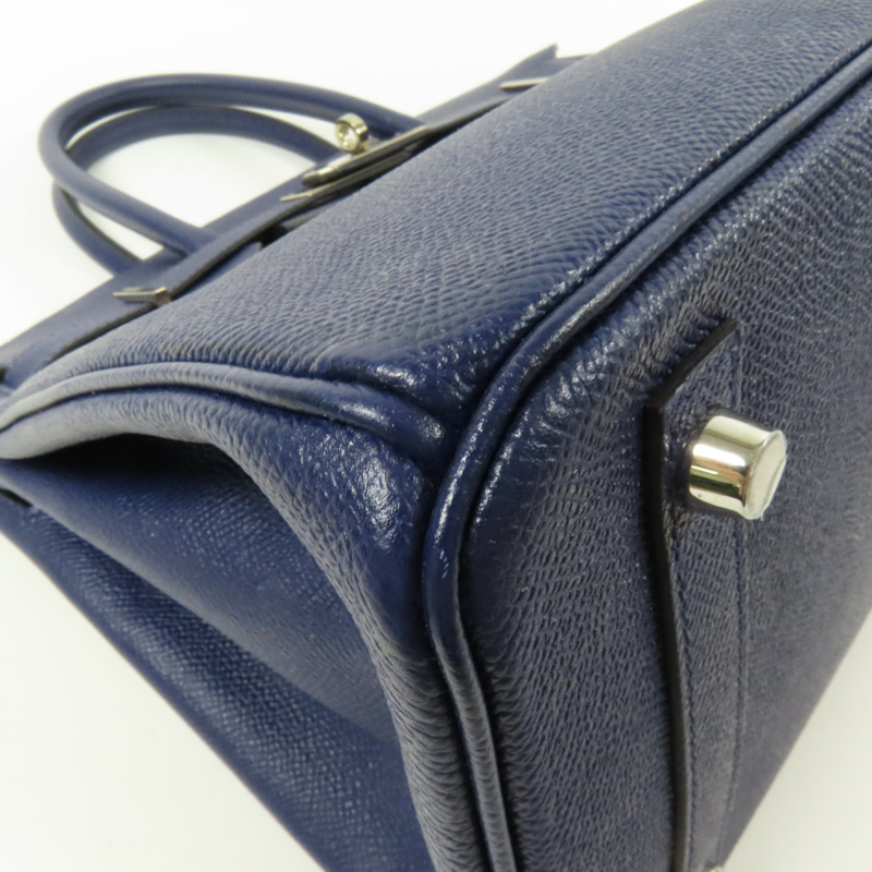 HERMES Epsom皮革Birkin 30銀扣手挽袋Bleu Saphir-11