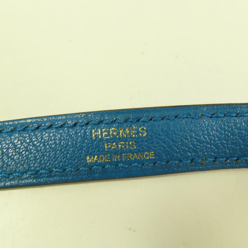 HERMES Chevre皮革Kelly 25金扣手挽肩背兩用袋Blue Zanzibar-8