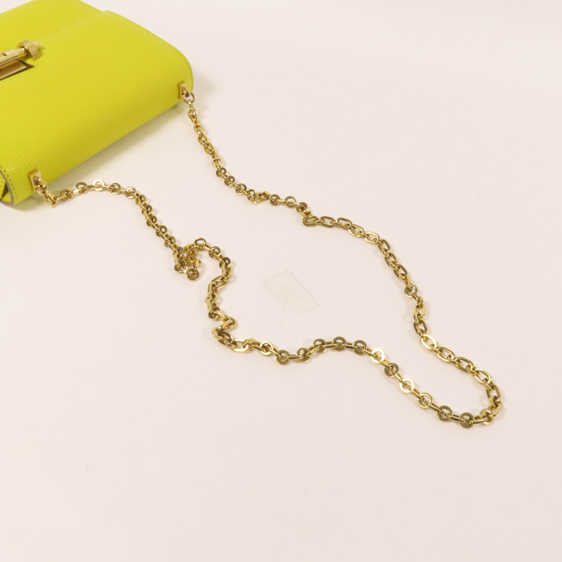 HERMES Chevre皮革Verrou Mini金扣鏈帶肩背袋Lime-4