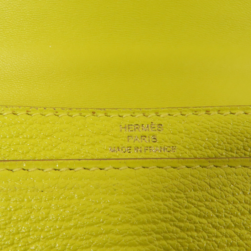 HERMES Chevre皮革Verrou Mini金扣鏈帶肩背袋Lime-7
