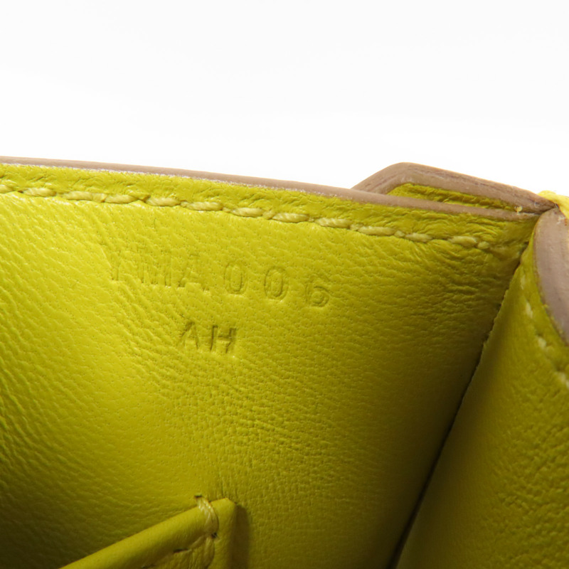 HERMES Chevre皮革Verrou Mini金扣鏈帶肩背袋Lime-8