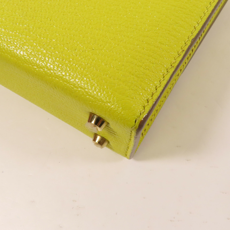 HERMES Chevre皮革Verrou Mini金扣鏈帶肩背袋Lime-12