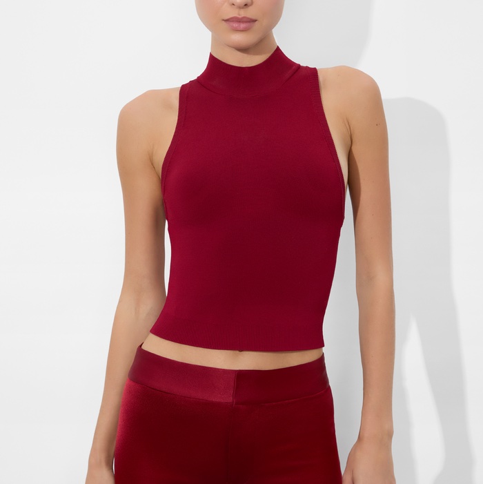 2）全新Alice+Olivia正品酒紅色無袖上衣 S號-0