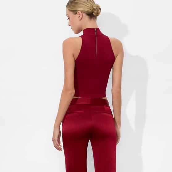 2）全新Alice+Olivia正品酒紅色無袖上衣 S號-1