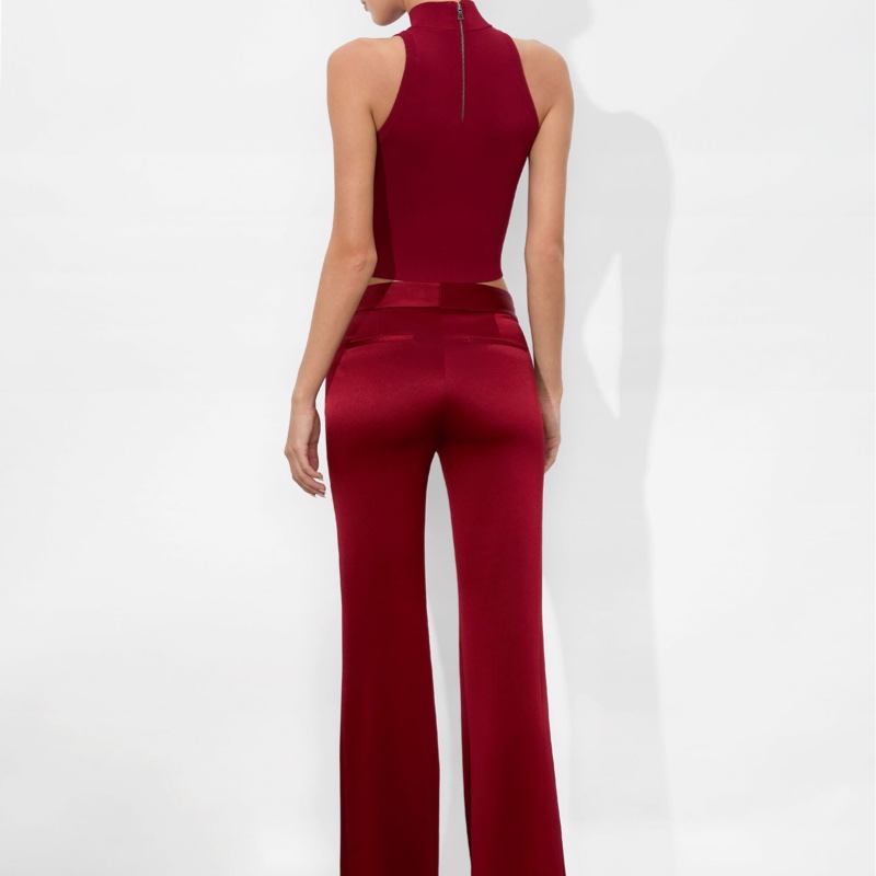 2）全新Alice+Olivia正品酒紅色無袖上衣 S號-2