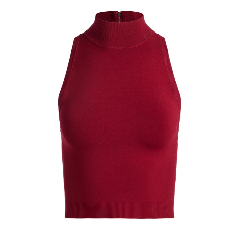 2）全新Alice+Olivia正品酒紅色無袖上衣 S號-3