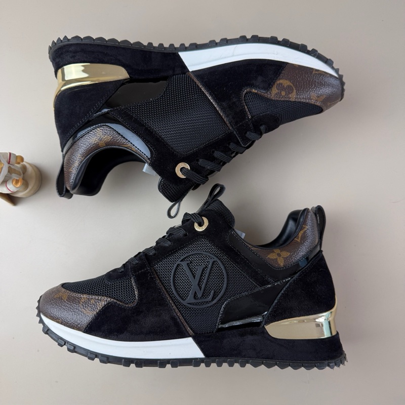 LV/99新路易威登 Run away黑棕老花系帶休閒鞋 35.5碼-4