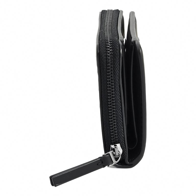 【TORY BURCH】雙T-LOGO素面皮革短夾-霧黑色-2