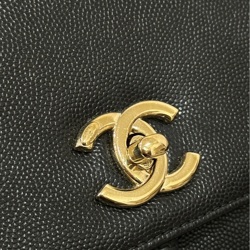 🌟Jennie同款🌟Chanel 黑荔枝牛皮金釦下蓋束口後背包-8