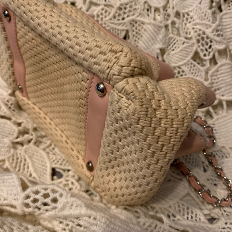 CHANEL香奈兒Chax Lax 風琴包粉色小羊皮米白色 肩背包 手提包-7