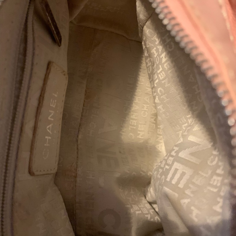 CHANEL香奈兒Chax Lax 風琴包粉色小羊皮米白色 肩背包 手提包-15