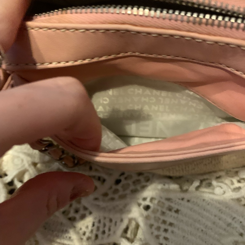 CHANEL香奈兒Chax Lax 風琴包粉色小羊皮米白色 肩背包 手提包-18