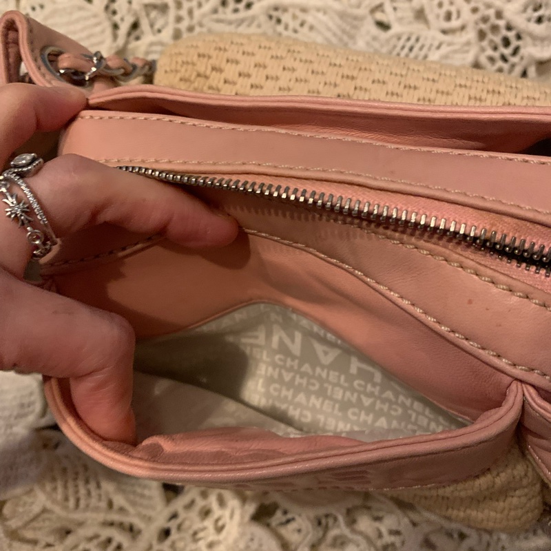 CHANEL香奈兒Chax Lax 風琴包粉色小羊皮米白色 肩背包 手提包-19