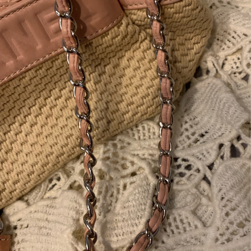 CHANEL香奈兒Chax Lax 風琴包粉色小羊皮米白色 肩背包 手提包-26
