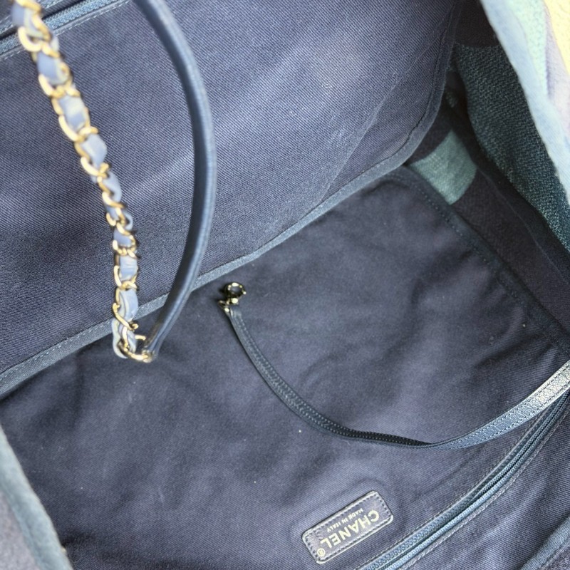 Chanel香奈儿 牛仔編織字母沙灘托特包肩背包手提包-6