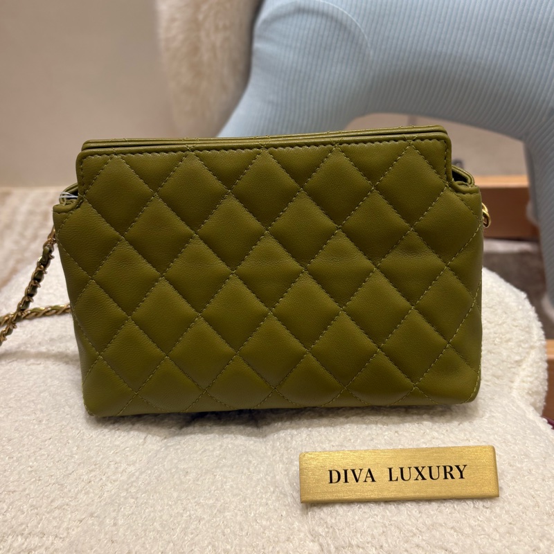 Chanel Vintage 橄欖綠中古包 🫒-9