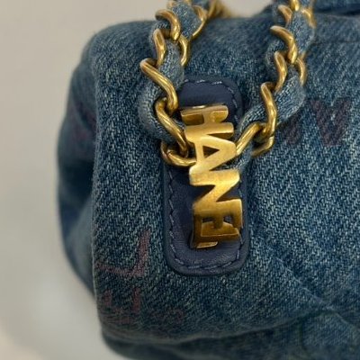 CHANEL牛仔金鍊口蓋包-9