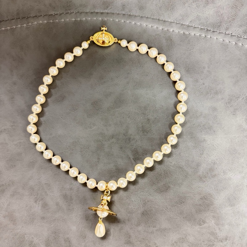 Vivienne Westwood 西太后 土星 🪐 金色/銀色 珍珠項鏈-0