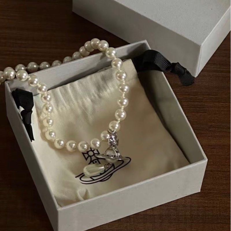 Vivienne Westwood 西太后 土星 🪐 金色/銀色 珍珠項鏈-3