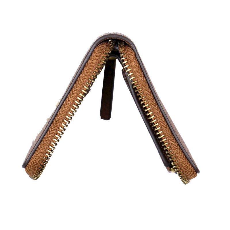 【TORY BURCH】雙T-LOGO荔枝紋拉鍊短夾-駝色-2