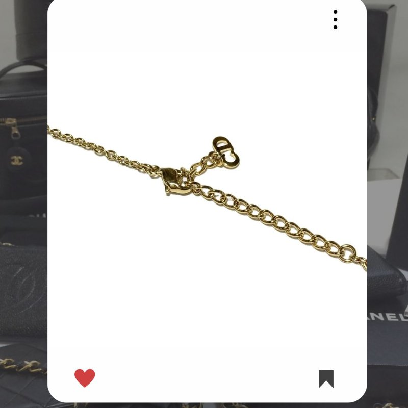 🛍️💖11 月新品上架 🔥 甜價 限時折扣 💖 ✨ChristianDior CD Logo necklace DIOR 金色水鑽頸鏈 經典DIOR 頸項款-3
