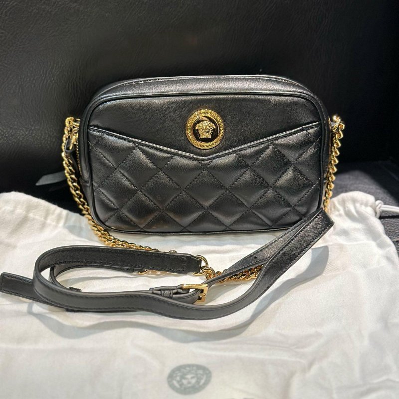💎Han's house精品服飾💎VERSACE 凡賽斯 女神頭 頂級黑牌 小羊皮 側背包 小號-0