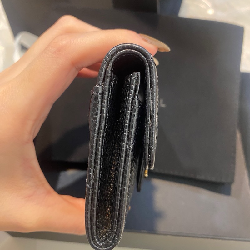 Chanel 香奈兒 黑金經典單層卡夾零錢包|義大利製| 專櫃購入-9