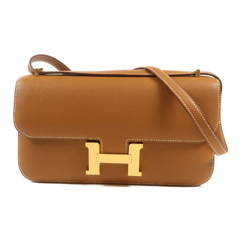 HERMES Epsom皮革Constance Elan金扣肩背袋Gold-0